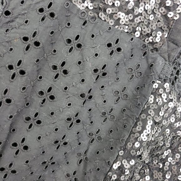 Style & Co Women's 2X Black Henley Style Sequined Lace Crochet Shirt Top Blouse - Picture 5 of 12